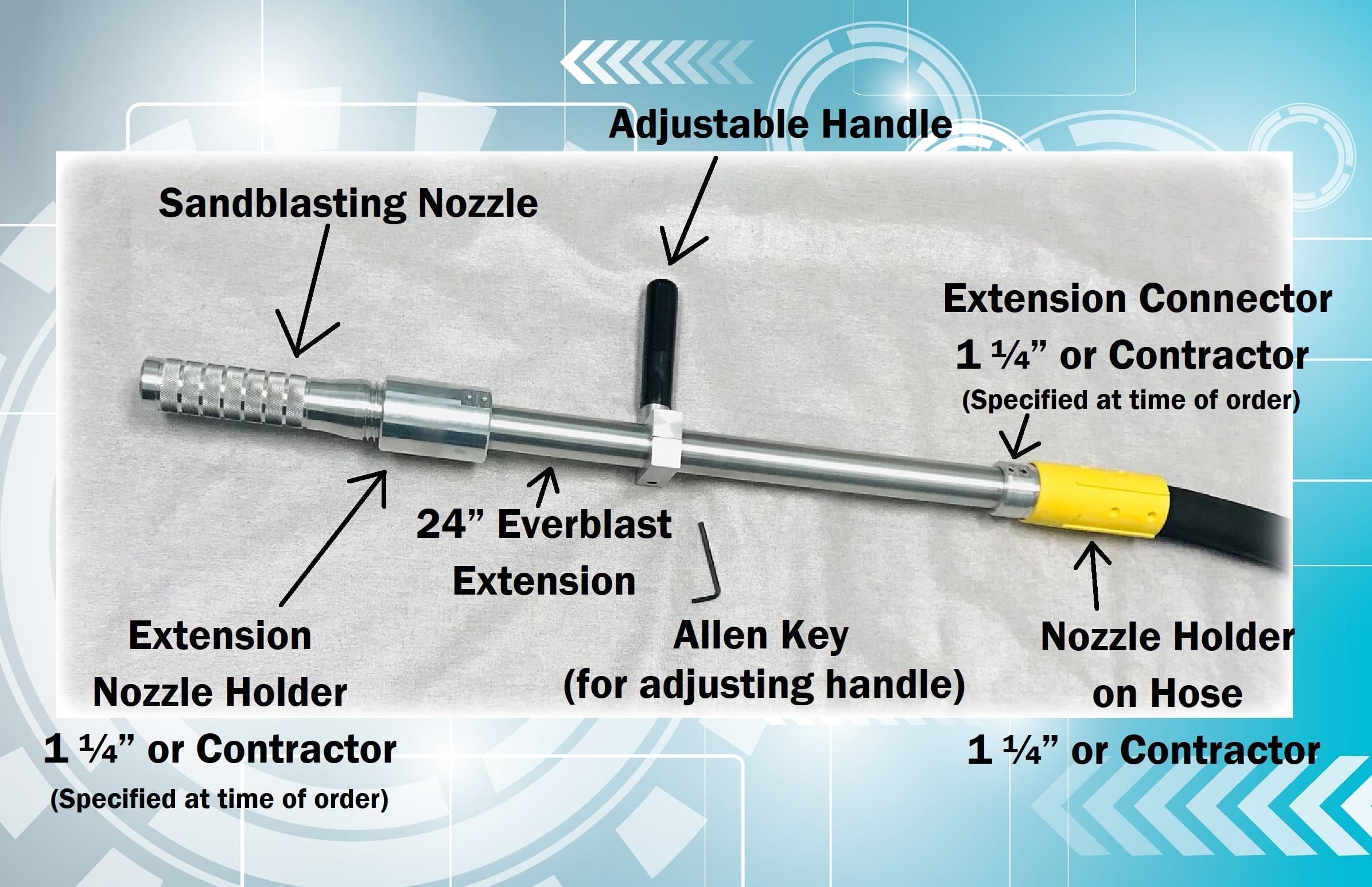 Sandblasting Nozzle extension no handle coarse threads