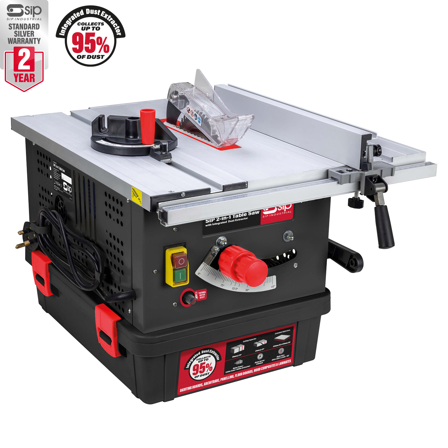 SIP 2in1 Table Saw with Integrated Dust Extractor SIP Industrial