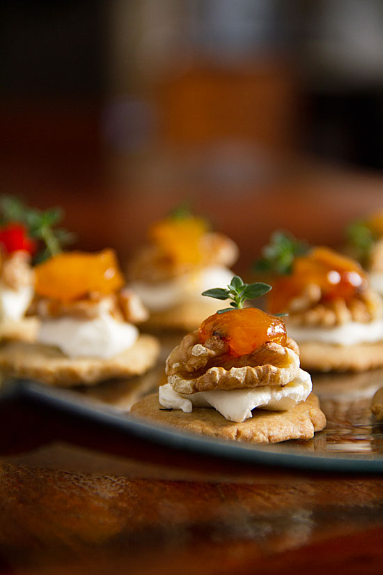 Blue CheeseWalnut Shortbread with Cream Cheese and Chutney SippitySup