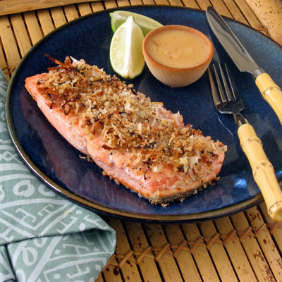 Coconut-Crusted Salmon with Coconut Chili Sauce - SippitySup