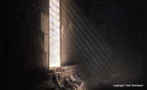 Shafts of light through an old mosque in Luxor, Egypt  