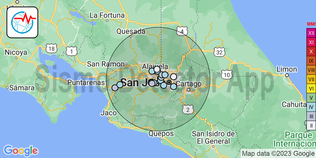 Earthquake at 10km from San José, Costa Rica. October 16, 2023 2331