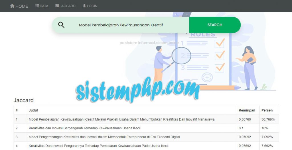 Aplikasi Cek Plagiarisme Jaccard dengan PHP Script