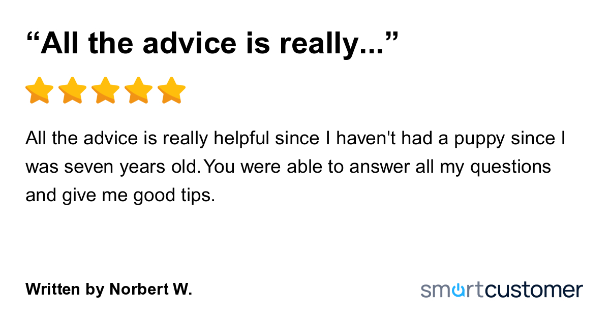 5Star Review of TrainPetDog “All the advice is really helpful since I