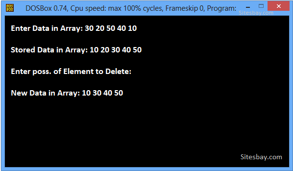 C++ program to Delete an element in an array from specific position