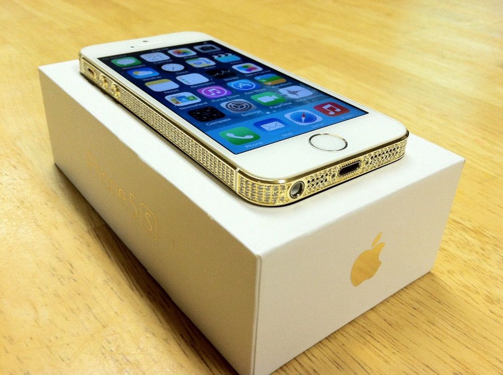 Apple iPhone 5S - 24K GOLD  WHITE SWAROVSKI - FACTORY UNLOCKED - 16GB
