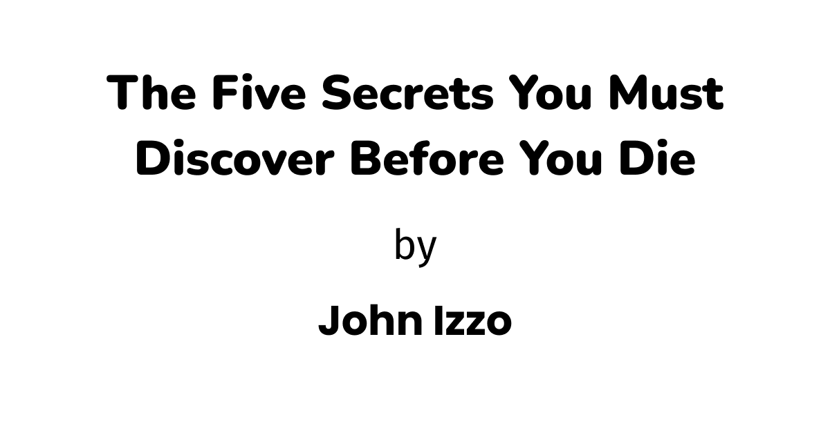 The Five Things You Must Know before you die Sitraka Ratsimba