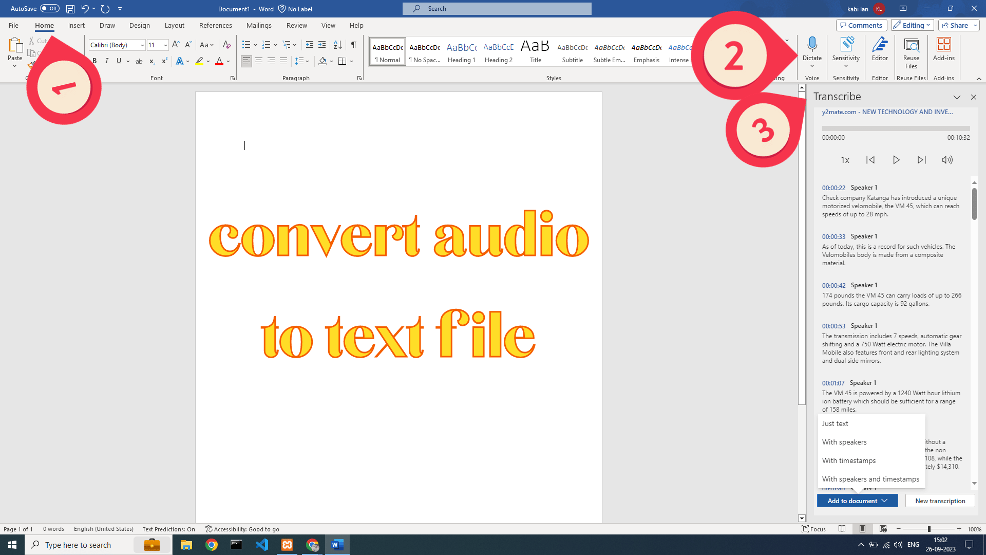 How to Convert Audio to Text Document 100 FREE. SixMedium
