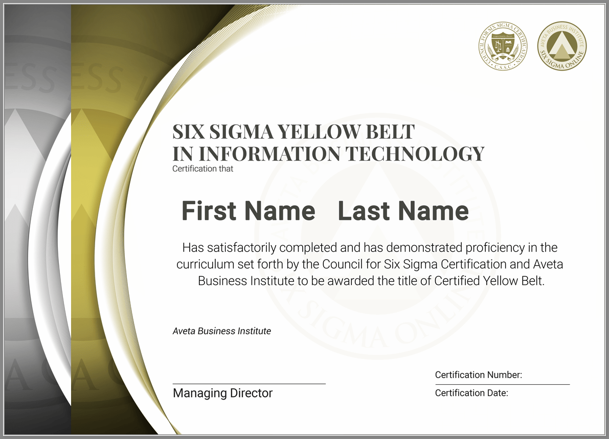 Six Sigma Yellow Belt Certification in Information Technology Six
