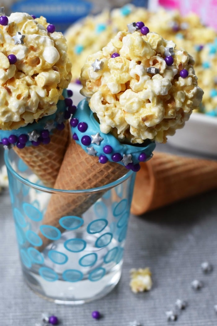 Adorable Popcorn Balls Made With Corn Syrup In A Cone