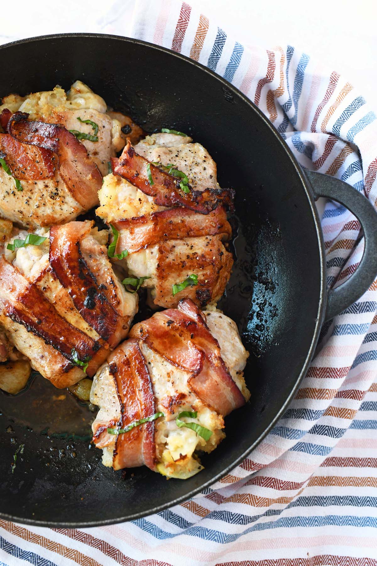 Apple & Swiss Stuffed Bacon Pork Chops Sizzling Eats