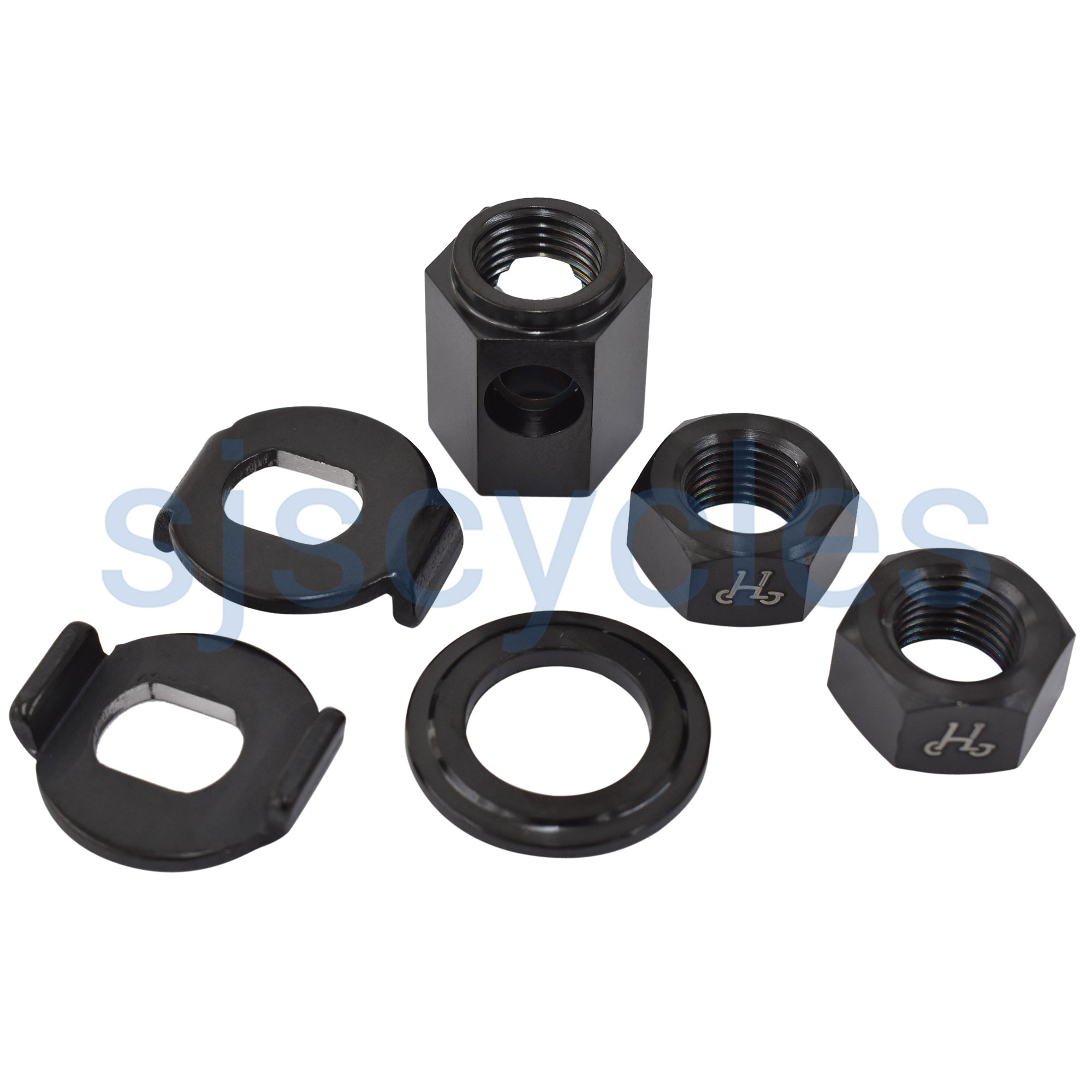 H&H 3/6 speed hub axle nut set black