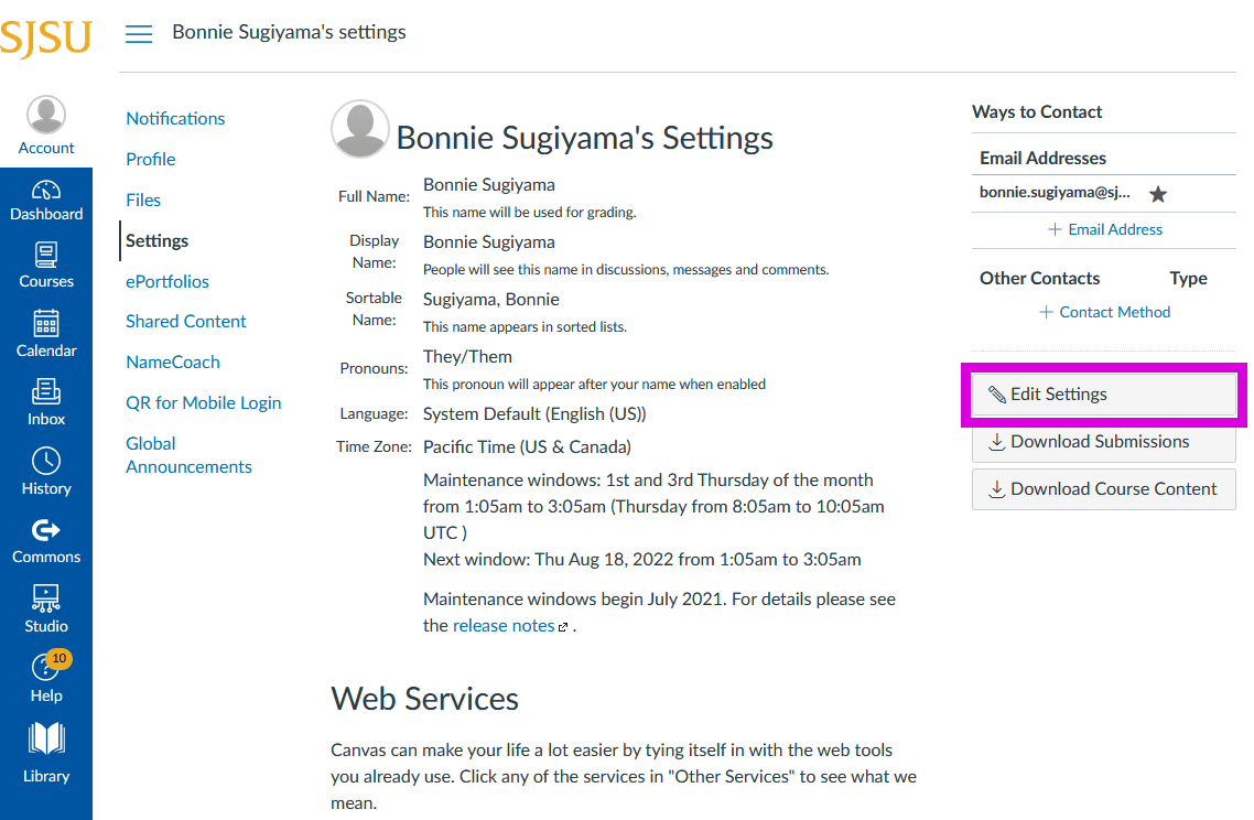 Updating Pronouns in Canvas PRIDE Center