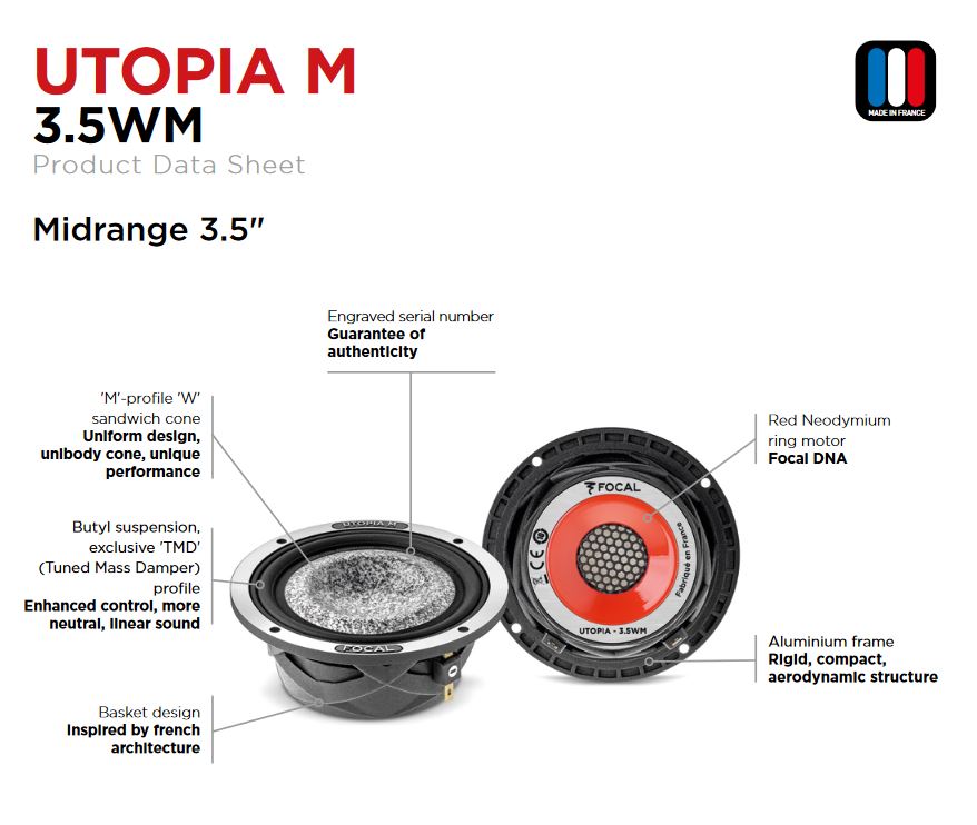 Focal Utopia M 3 1/2 Inch Mid range (3.5WM) SK Customs Car Audio