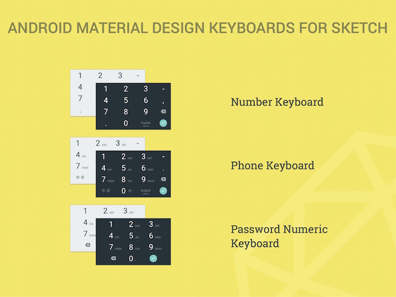 Android Material Design Numeric Keyboards Sketch freebie Download