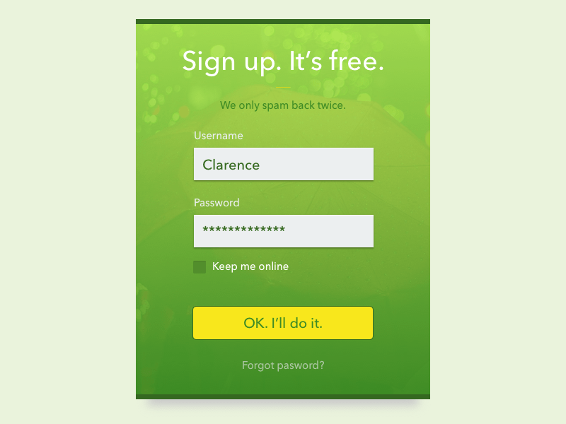 Signup Form Example Sketch freebie Download free