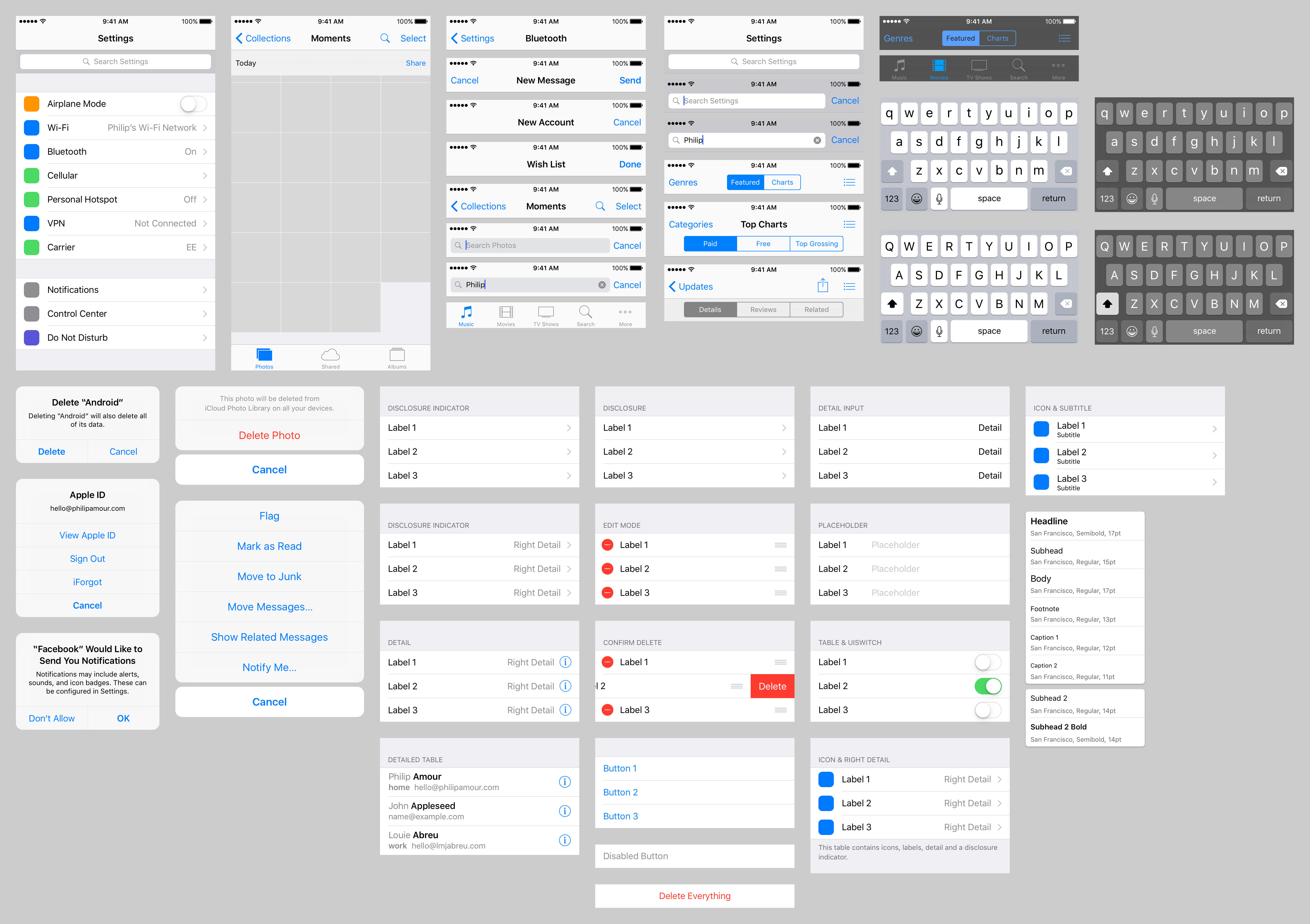 iOS 9 UI Kit Template Sketch Resource for Sketch Image Zoom Attachment