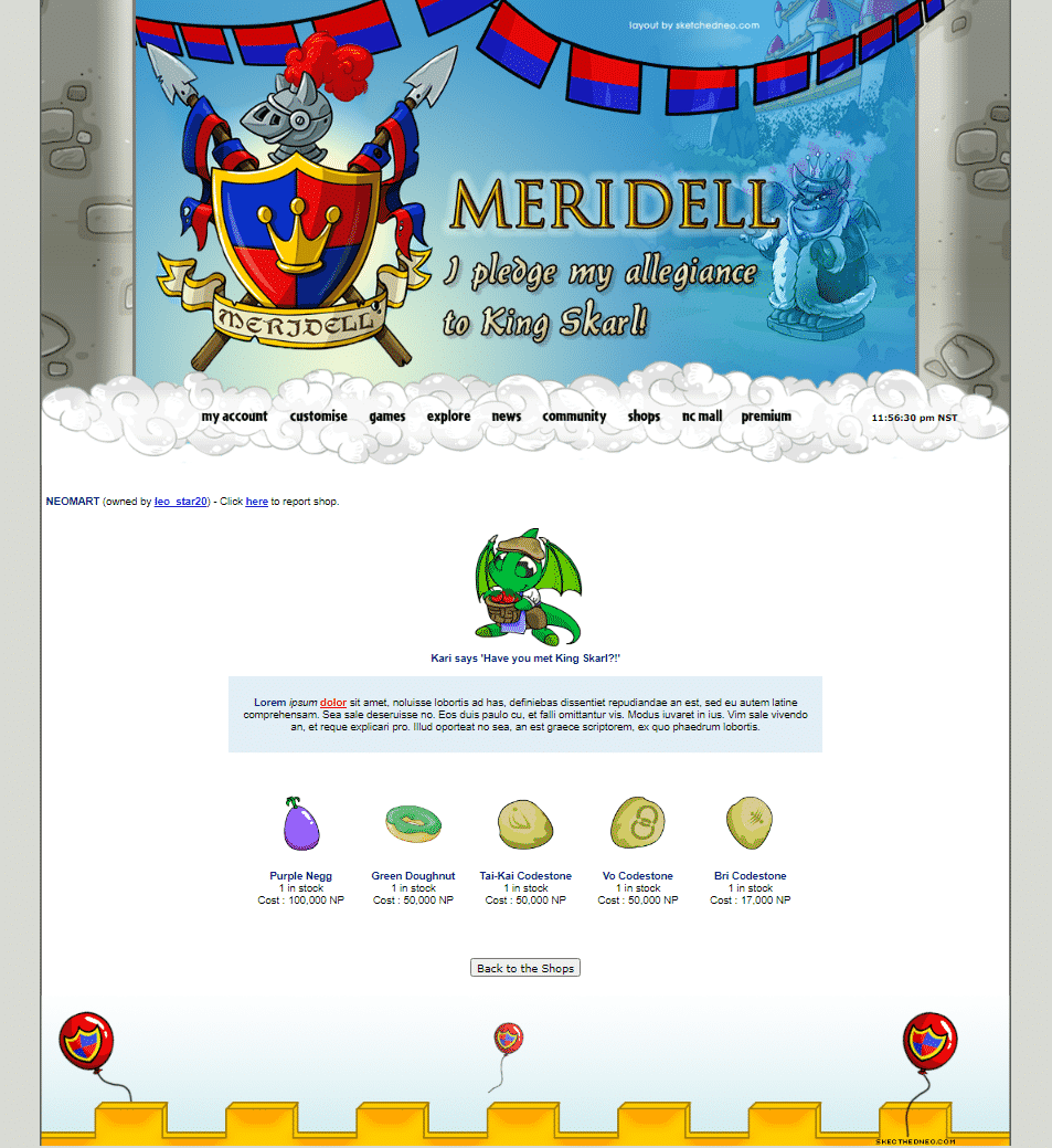 Neopets Shop Layouts