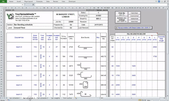 Bar Bending Schedule Spreadsheet How To Calculate Reinforcement