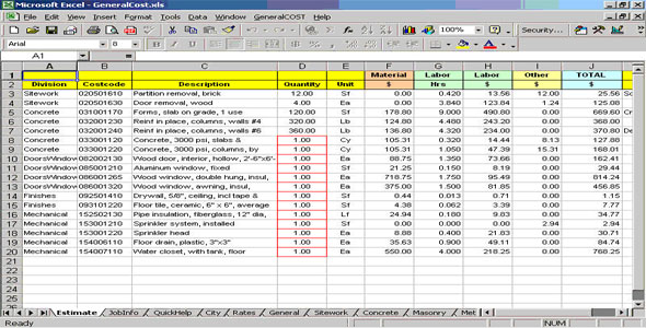 Construction Punch List worksheet