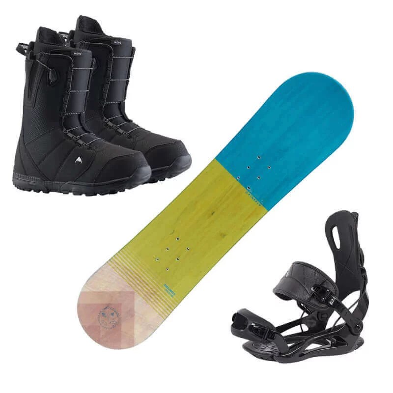 Lowcost rental snowboard sets for kids at Ski School Kaprun