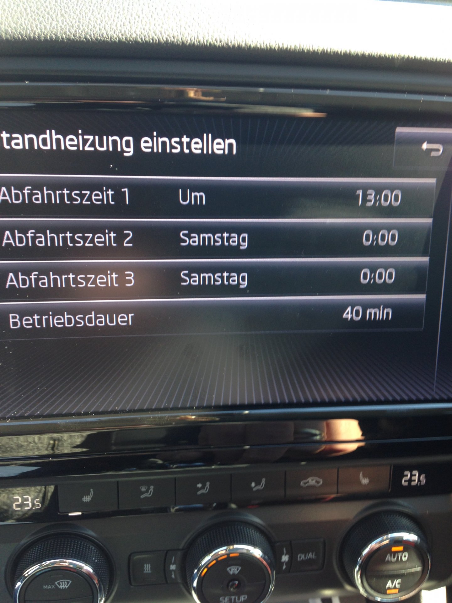 Einschalten der Standheizung