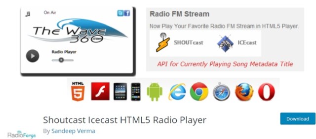 Shoutcast icecast HTML5