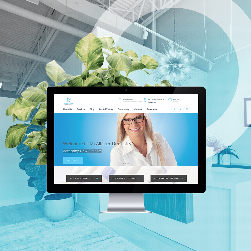 Mcallister Dentistry SkyFall Blue Ottawa. Website design and digital