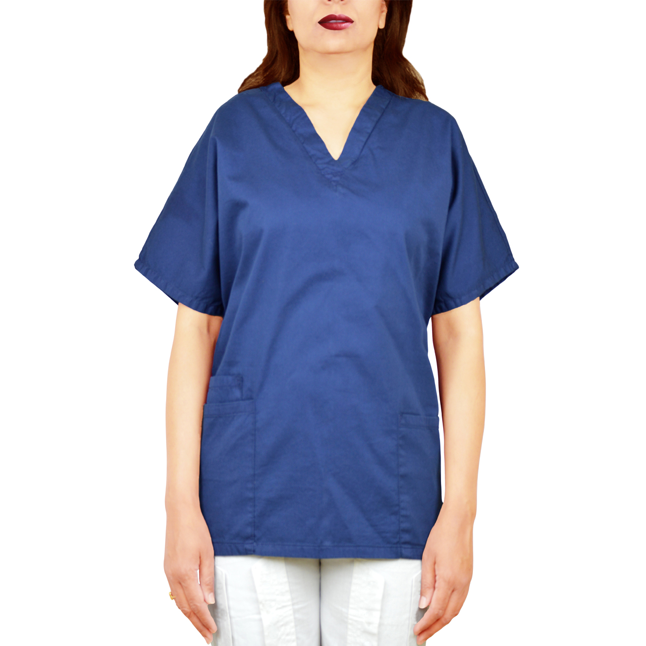 Unisex Navy Men/Women VNeck Scrub Cotton Uniforms Medical Hospital Nursing Shirt Top