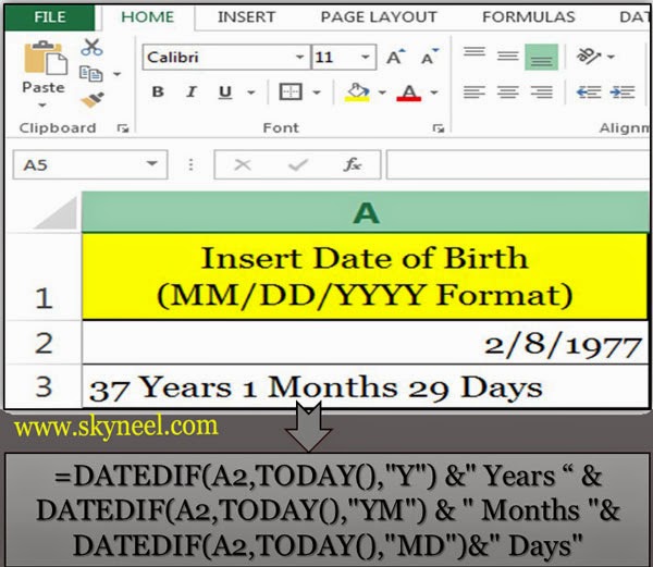 Calculating Person's current age using DATEDIF in Excel