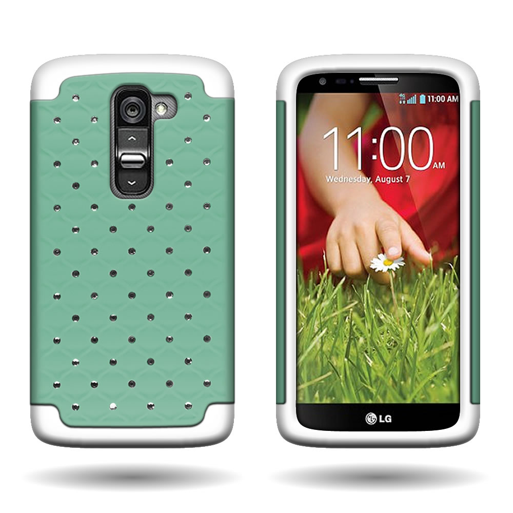 Hybrid Armor Rhinestone Studded Bling Cover for LG G2 Mini Hard Phone