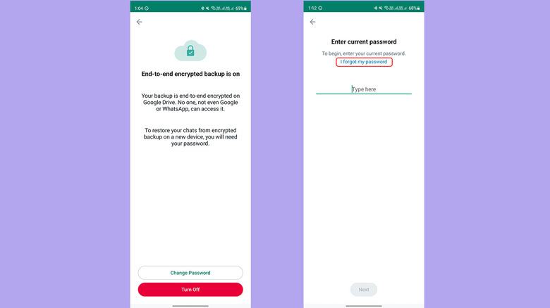 Remove WhatsApp chat backup encryption