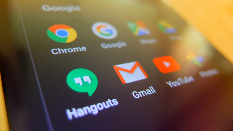 Android Smartphone apps closeup