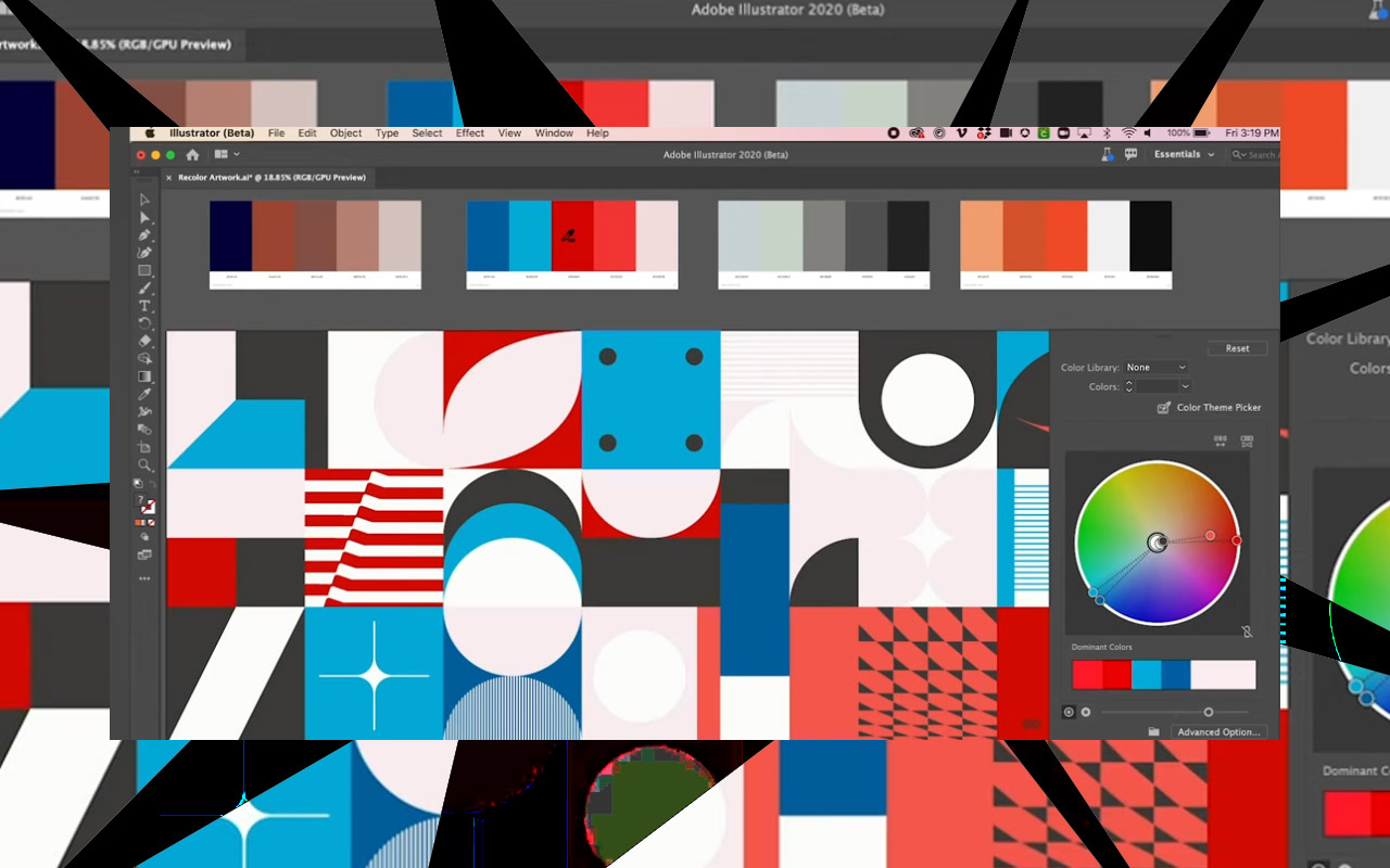 Adobe Illustrator "Recolor Artwork" works like magic for iterative