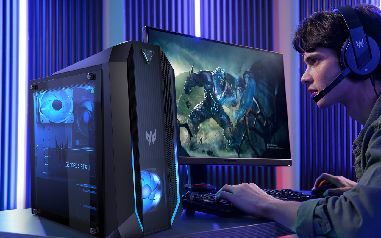 Acer Predator desktop gaming expands with RTX 30 and massive monitors
