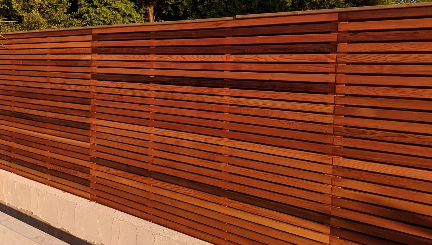 Oiled Cedar Fence Panels Slatted Screen Fencing