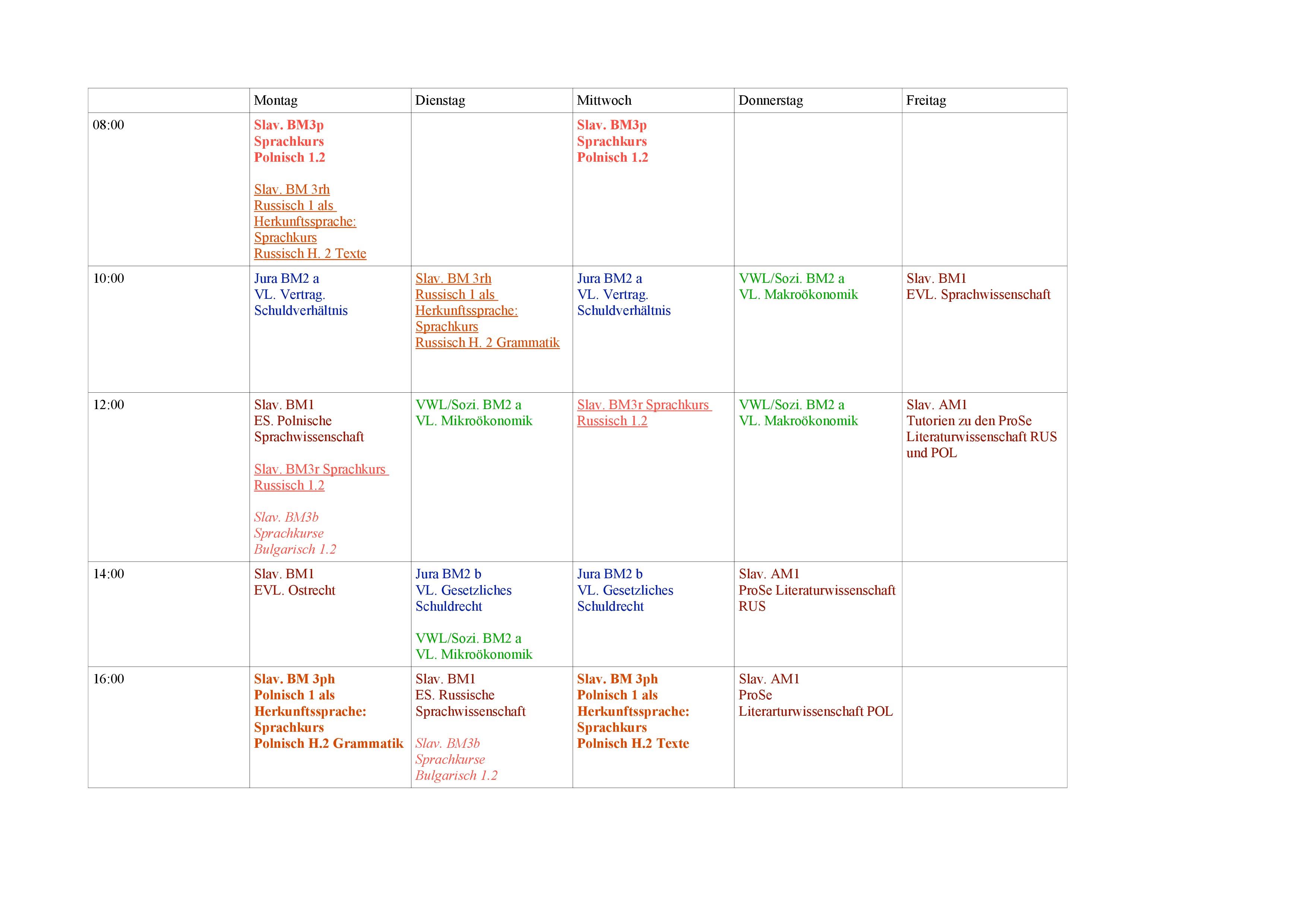 Musterstundenplan 2016
