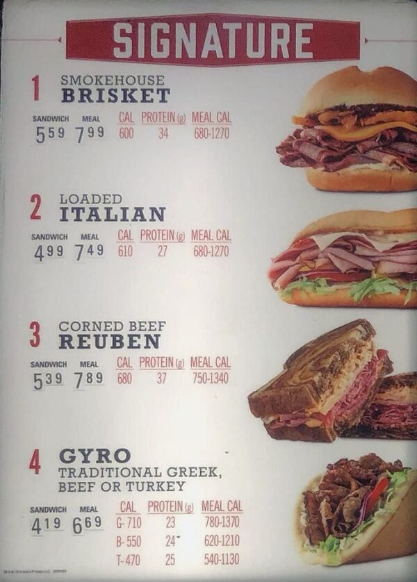 Arby’s menu SLC menu