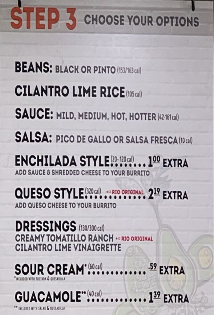 Cafe Rio menu SLC menu