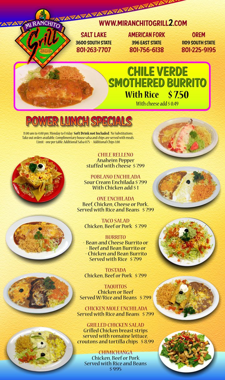 Mi Ranchito Grill menu SLC menu