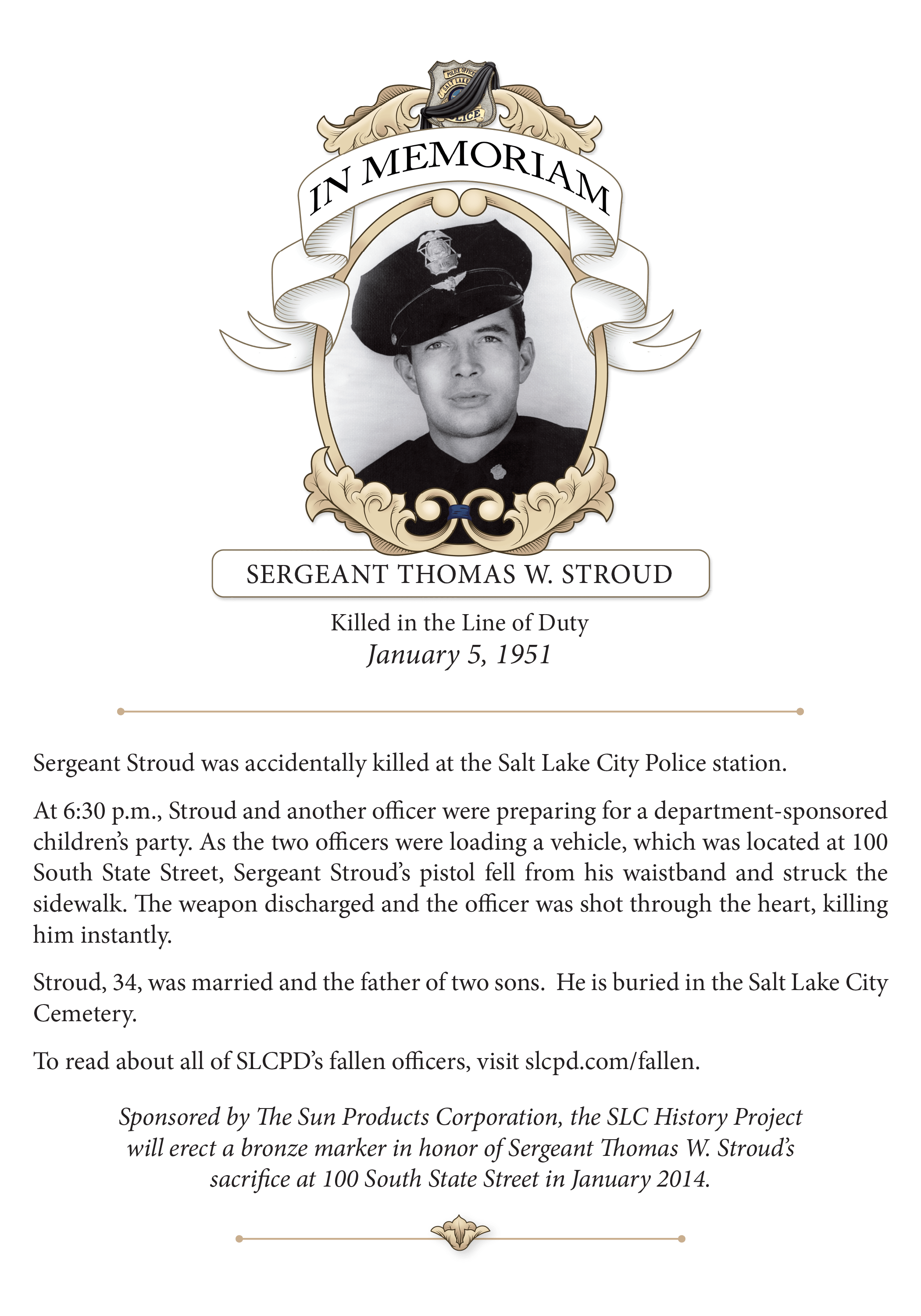 In Memoriam Sergeant Thomas Stroud (1951) SLCPD