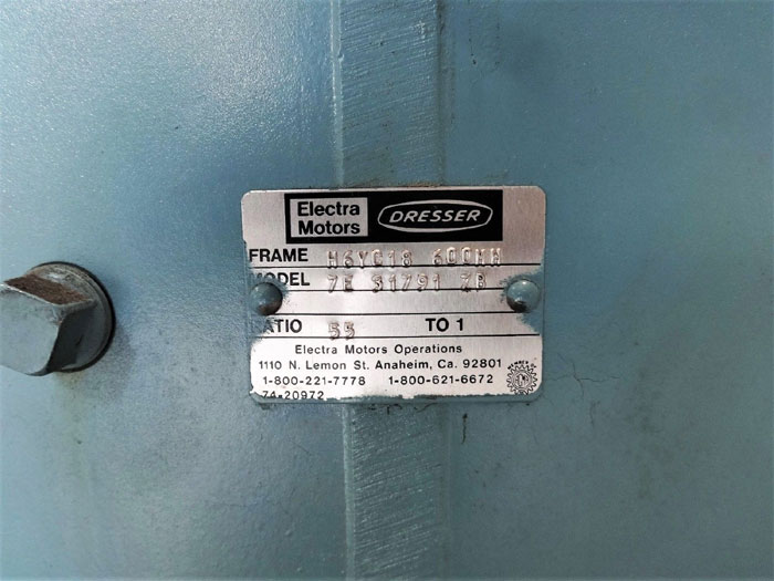 ELECTRA MOTORS DRESSER GEARBOX 7E 3179 ZB, FRAME H6YC18 600MH, RATIO 551