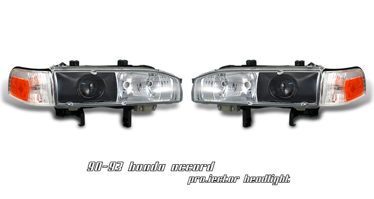 Honda Accord 1990-1993 Black Projector Headlights by KS - HR3002AB