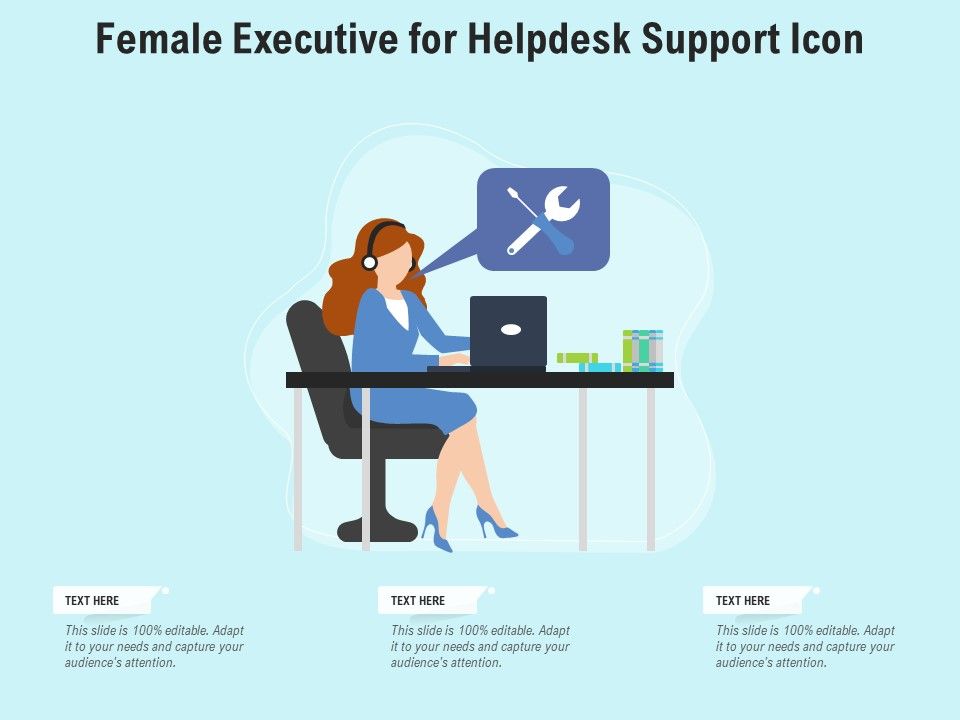 Female Executive For Helpdesk Support Icon Ppt PowerPoint Presentation