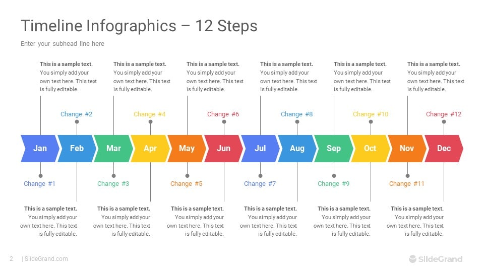 12 Steps Timeline Infographics PowerPoint Template Designs SlideGrand