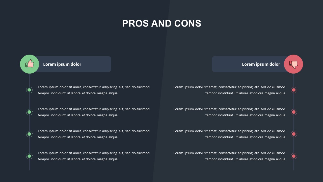 Pros and Cons Infographic Template for Google Slides SlideKit