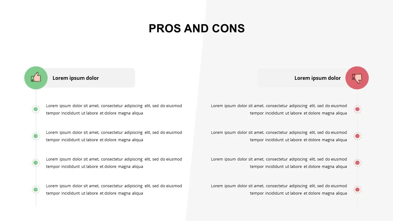 Pros and Cons Infographic Template for Google Slides SlideKit