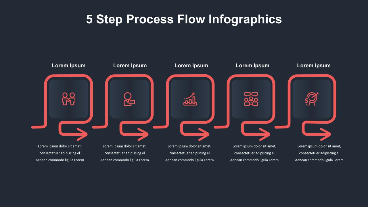 5 Step Process Flow Infographic for Google Slides - SlideKit