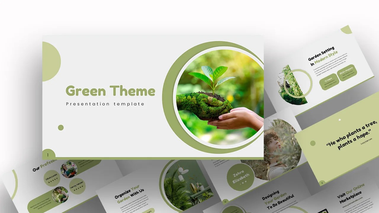 Attractive Green Theme Google Slides Template SlideKit
