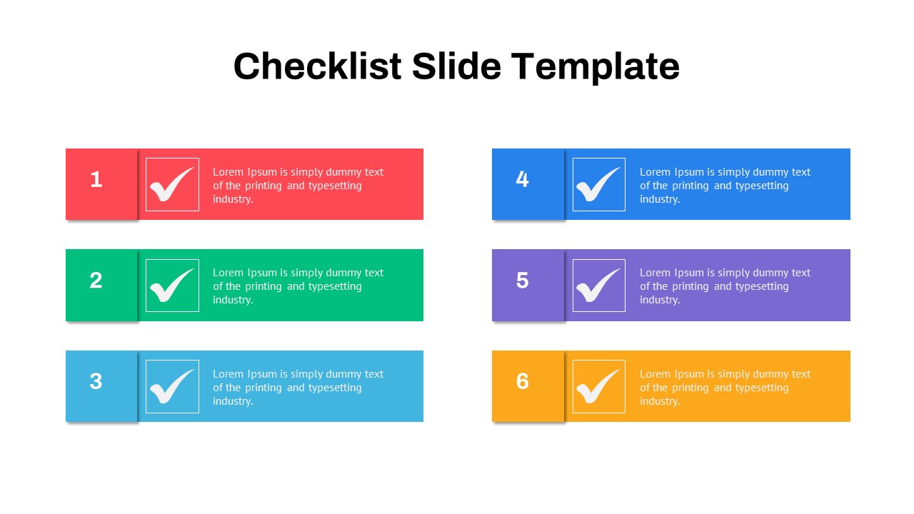 Color Coded Box Checklist PPT Template SlideKit